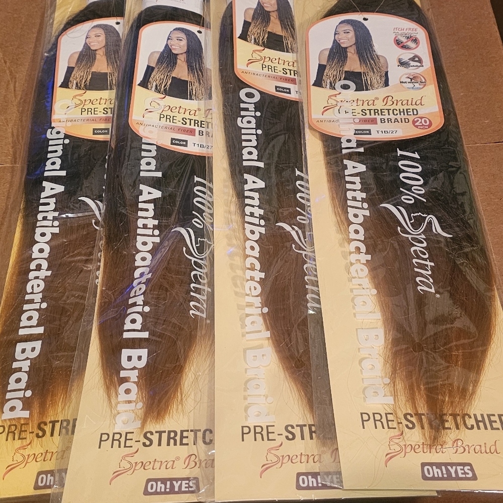 Pre-Stretched Braiding Hair (1B/27 ) Color  Included 4 Packages Of Hair